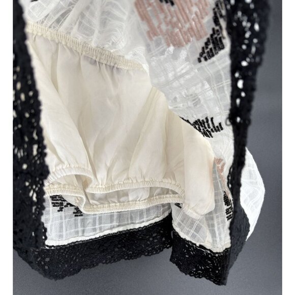 American Eagle Women Floral Embroidered Cami Crop Top M Off White Boho Festival - Picture 4 of 12